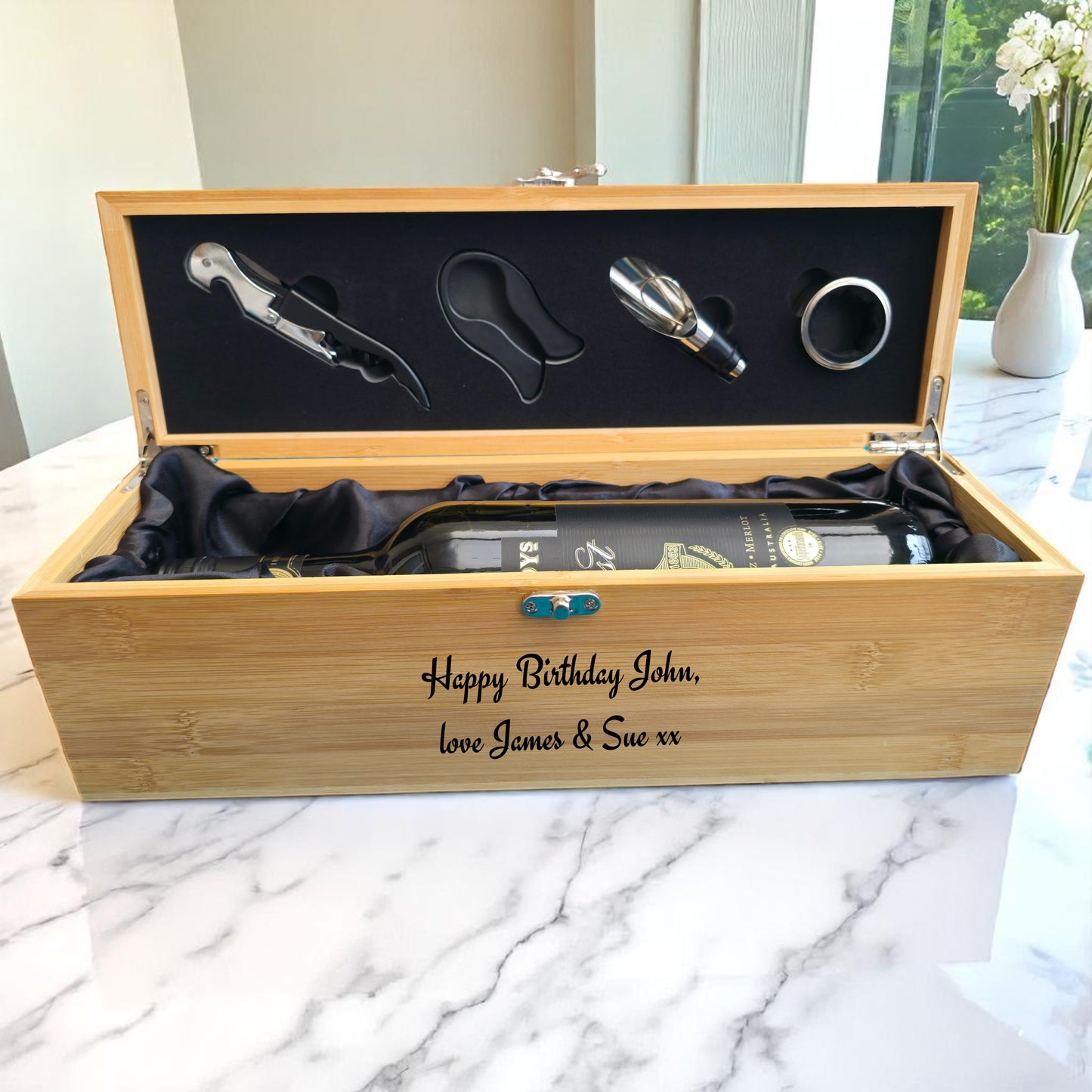 Personalised Wooden Wine Box Gift Set – Milestone Keepsake Birthday Present