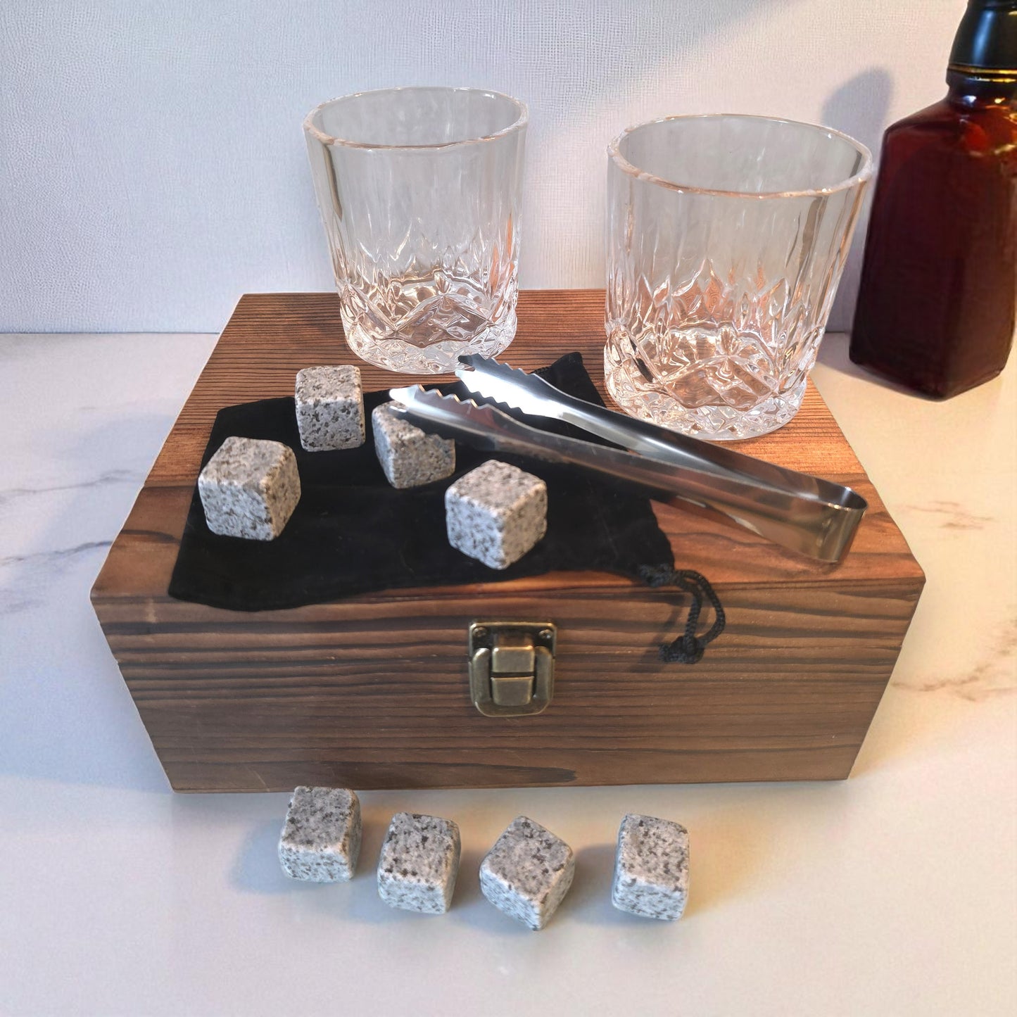 Personalised Wooden Double Glass Whiskey Box Gift Set - Retirement Gift