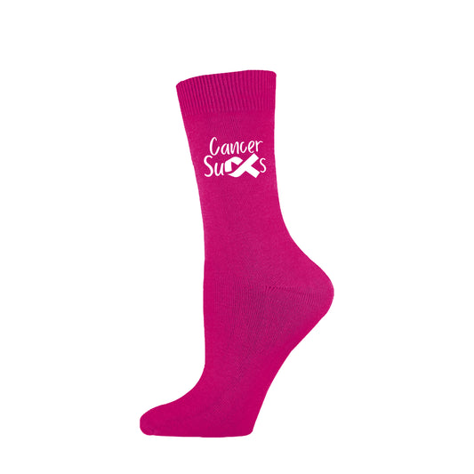 Personalised Women’s “Cancer Sucks” Socks – Charity Ribbon Design (Donation Made To Macmillan)
