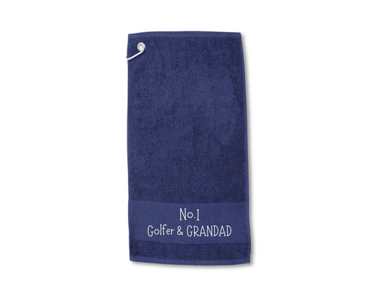Personalised Golf Towel – “No.1 Golfer & Dad, Grandad, Pops & More
