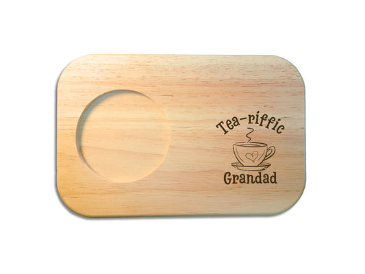 Personalised Wooden Tea & Biscuits Serving Board Tray - Engraved Rustic Breakfast Platter | Perfect Gift for Tea Lovers & Home Decor