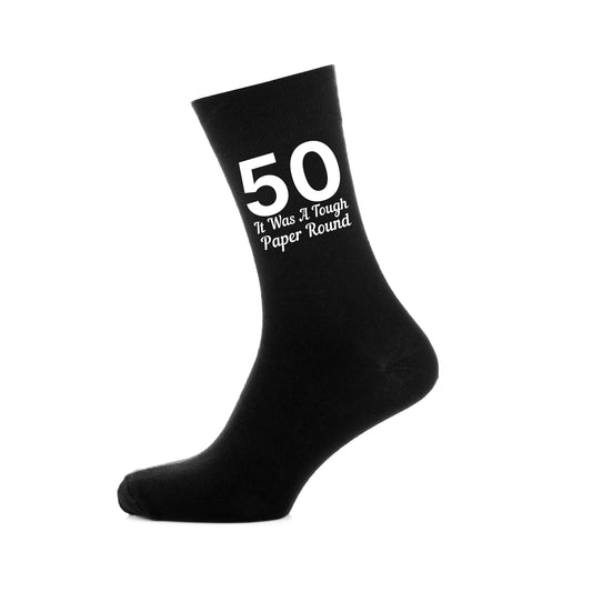 Men’s Personalised “It Was A Tough Paper Round” Birthday Socks – 30th to 100th