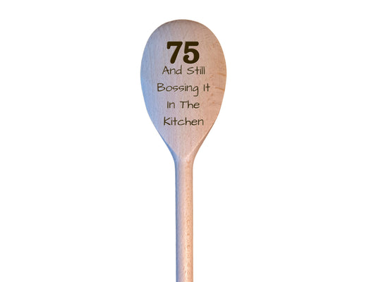 Engraved Birthday Spoon “And Still Bossing It” – 30th to 100th + Optional Personal Message