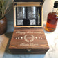 Personalised Wooden Double Glass Whiskey Box Gift Set - Retirement Gift