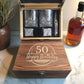 Personalised Wooden Double Glass Whiskey Box Gift Set -  Milestone Birthday Gift