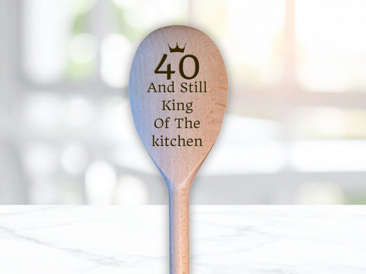 Engraved Birthday Spoon “Still King of the Kitchen” – 30th to 100th + Optional Handle Message