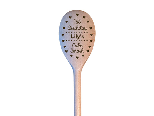 Personalised Name/Date Cake Smash Wooden Spoon