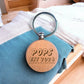Pops Personalised Year Wooden Engraved Round Keyring