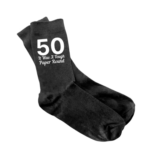 Women’s Personalised “It Was A Tough Paper Round” Birthday Socks – 30th to 100th