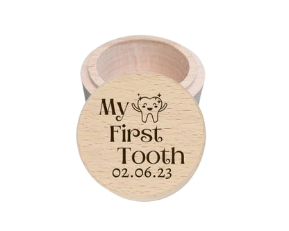 Personalised Wooden Baby First Tooth Box