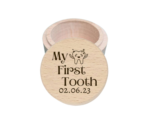 Personalised Wooden Baby First Tooth Box