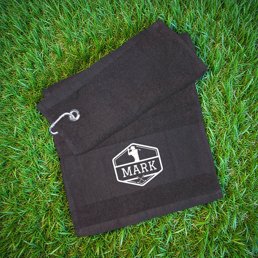 Personalised Name Golf Towel – Golfer Badge Silhouette
